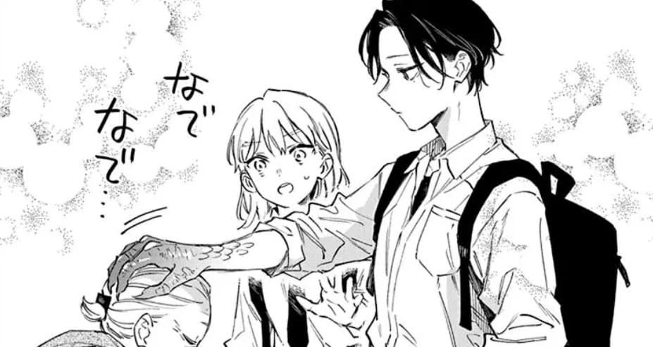 竜の手で街の和菓子屋の大女将の頭をなでなでする天辰